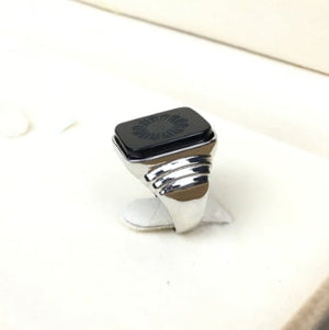 Black Onyx Men's Silver Ring - JeannieJewelry