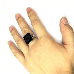 Black Onyx Men's Silver Ring - JeannieJewelry