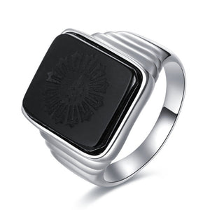 Black Onyx Men's Silver Ring - JeannieJewelry